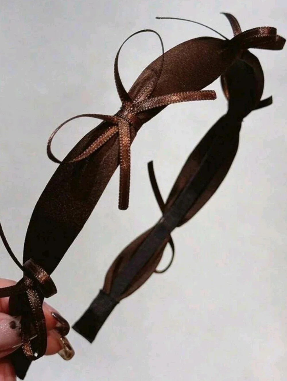 NWT, Brown Satin Bow Headband